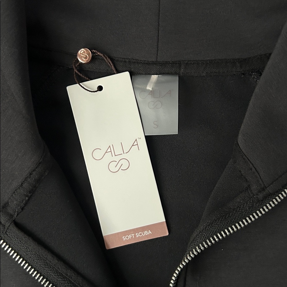 CALIA Women's Soft Scuba 1/4 Zip Pullover Sweatshirt Black Athleisure Top S NEW - Picture 6 of 12